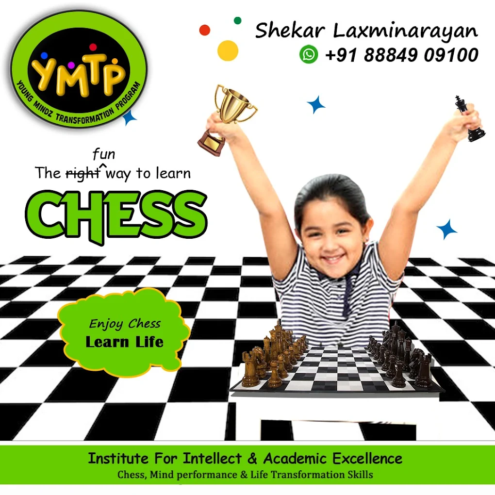 Children celebrating on a giant chessboard